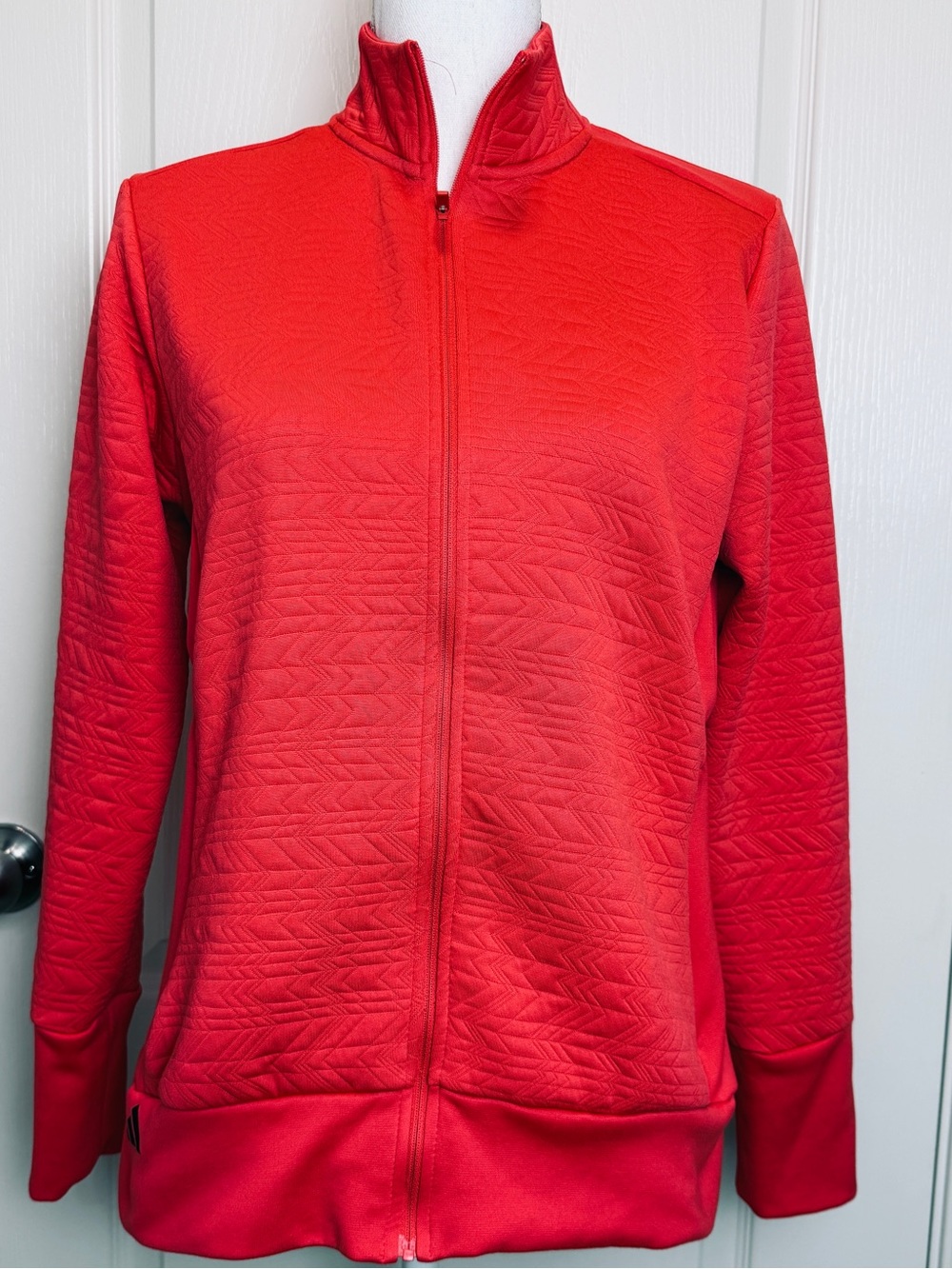 adidas Women's Space COLD.RDY Golf Quilted Full-Zip Jacket Red Orange Sz M